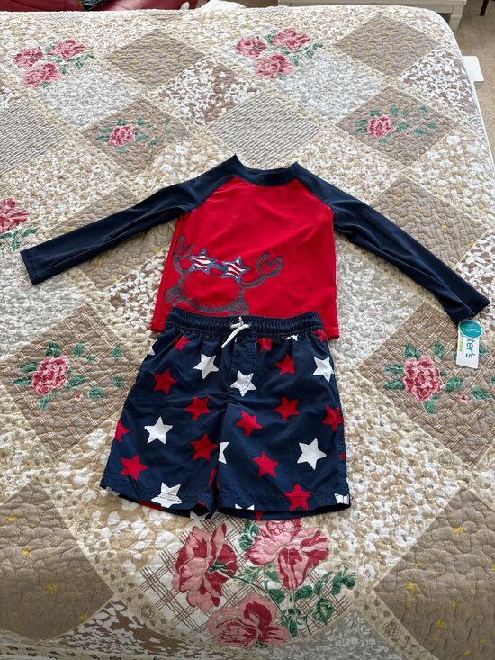 Carter's Other - Carter's Child of Mine Baby and Toddler Boy Rash Guard Swimsuit Set & Armbands
